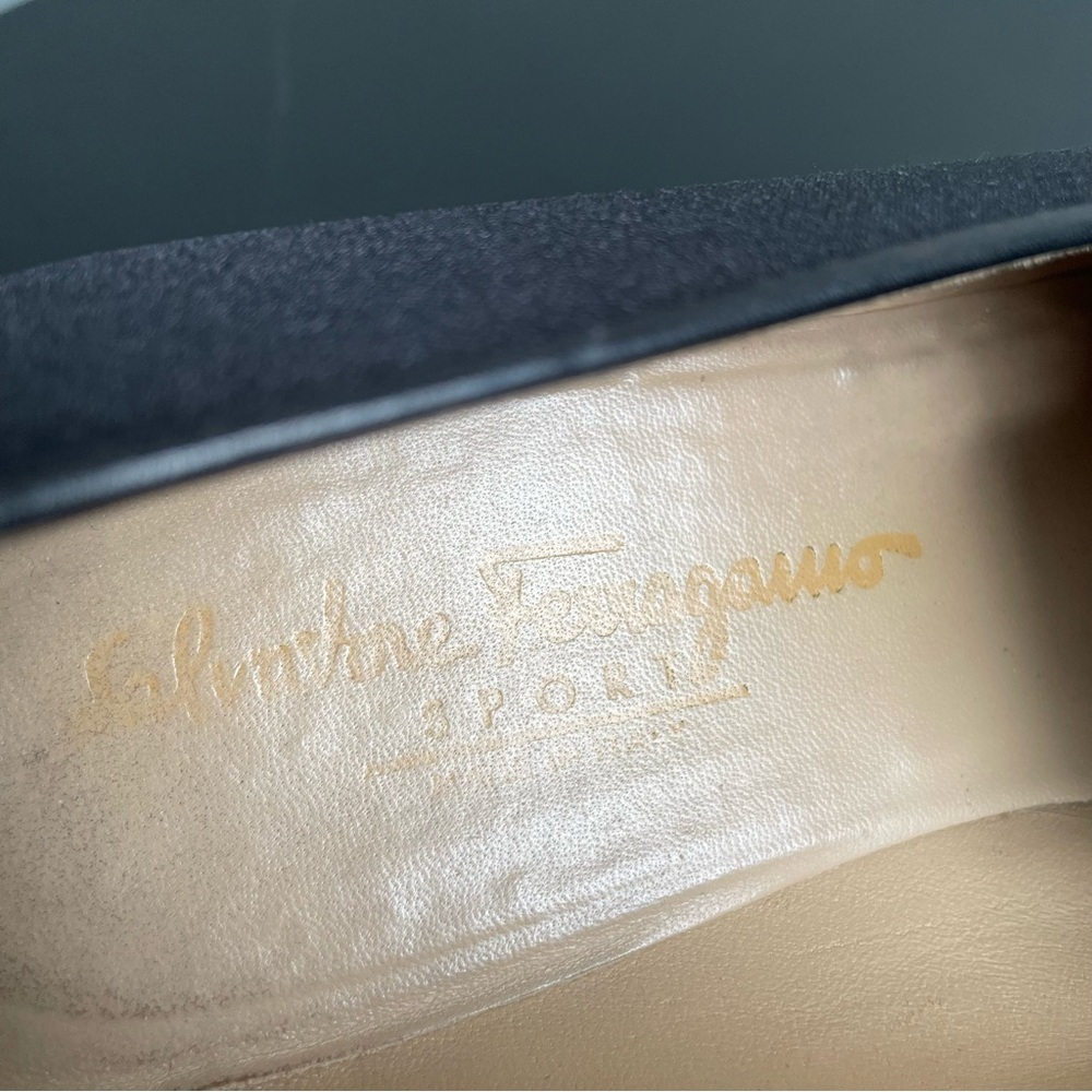 Salvatore Ferragamo Sport Black Fabric Logo Bit Loafers Shoes Made in Italy 9.5 - Picture 9 of 12